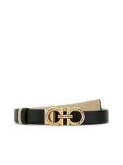 Salvatore Ferragamo Black Leather Reversible Belt
