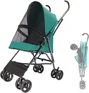 Cat Dog Stroller for Small Dogs, Dog Pram Umbrella Structure Lightweight Pet Stroller for Cats Puppy & Kitten Carrier Breathable Dog Prams Pushchairs for Small Dogs(Green)