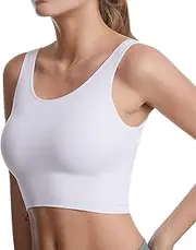[Generic] Crop Tops for Women Seamless Padded Sports Bra U Neck Sleeveless Slim Tank Tops Backless Basic Cropped Vest