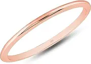 [MAX + STONE] Solid 14k Rose Gold 1mm Thin Stacking Wedding Band Ring | Various Sizes | Gift Boxed