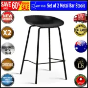 Artiss 2 x Kitchen Bar Stools Counter Chairs Set Metal Black Stool Barstools New