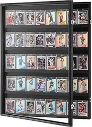 VEVOR 35 Graded Sports Card Display Case, 617 x 775 x 55 mm, Baseball Card Display Frame with 98% UV Protection Clear View PC Glass, Lockable Wall Cabinet for Football Basketball Hockey Trading Card