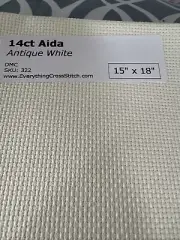 14 Count Aida Cloth for Cross Stitch 15”X18” Antique White Needlework Sewing New