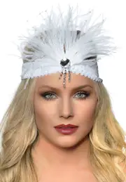 Gatsby Soft White Feather Flapper Headband