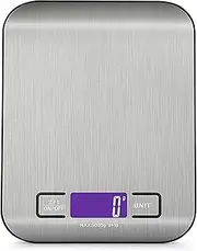 Digital Kitchen Scales Food Scale with Stainless Steel Platform Electronic Cooking with Backlit LCD Display Multifunction for Home Office Use 5kg 1g 11lb (Stainless Steel Black)