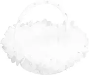 Flower Girl Baskets for Wedding, White Flower Girl Basket, Artificial Ostrich Feathers Lace Wedding for