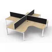 Deluxe Infinity Corner Workstations 4 Person Pod With Screens