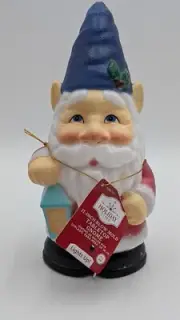 Tabletop Gnome Santa Blow Mold Gnome Lights Up Christmas Holiday Time 11"