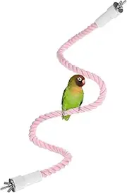 uxcell 1-Pack Rope Perches for Bird Cages, 31.5 in Length Comfort Grip Flexible Rope Perch Beak & Paw Grinding for Parrots/Cockatiels/Parakeets, Bird Platform Sand [Pink]