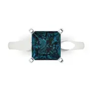 2.5Ct Princess Cut Natural London Blue Topaz Gold Solitaire Engagement Ring