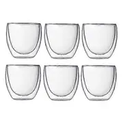 6Pcs 80ml 2.7oz Glass Double Walled Heat Insulated Tumbler Espresso Tea Cup