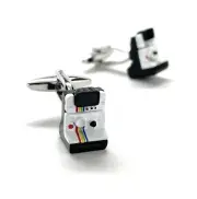 Camera Cufflinks Photographer Gift Photography White Enamel Polaroid Camera