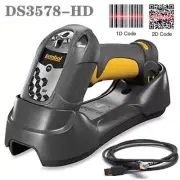 Symbol DS3578-HD Bluetooth Wireless 1D 2D Barcode Scanner w USB Cable & Cradle
