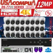 HIKVISION 32CH 4K IP CAMERA SYSTEM 12MP 24 POE TURRET COLORVU 4MP W/AUDIO 2.8mm