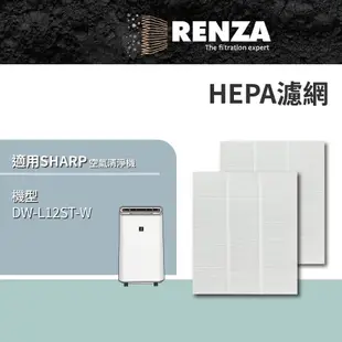 RENZA 適用SHARP夏普 DW-L12ST-W DW-L12ST 加裝濾網 高效HEPA濾網 2片裝