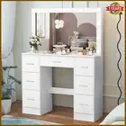 39" Large LED Make up Vanity Desk with 11 Lights Mirror, Bedroom Dressing Table
