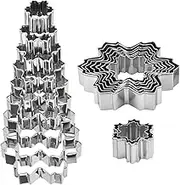 Cookie Cutters Snowflake Set - 9 Piece Christmas Cookie Cutters - 3D Christmas Tree Cookie Cutters - Stainless Steel Cookie Cutters for Holiday Winter - Christmas Cookie Cutters for Baking