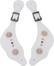 SENECESLI Boots Spur Straps, Adjustable Length Spur Straps PU Leather Rhinestone Floral for Men Women for Horse Riders