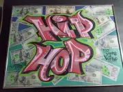 Hiphop Graffiti Painting - Framed Glass - Bronx NYC - 16 X 21 inches