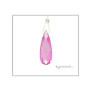 4 Cubic Zirconia Flat Pear Briolettes Beads 7x18mm Pink #64072