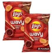 Lay's WAVY HICKORY BBQ Flavored Potato Chips 7.75 Oz. (2 Bags Snacks)