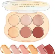 Highlighter Palette - 6 Colors Contour Correctors Highlight Makeup Palette,Waterproof Cream Blendable Long Lasting Cosmetics Kit for Women Mature Skin Artist Event Party