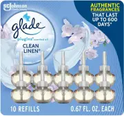 Glade Plugins Scented Oil 10 Refills, Air Freshener, Clean Linen, 10 X 0.67 Oz,