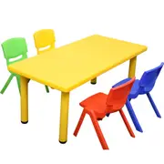 120x60cm Rectangle Yellow Kid's Table and 4 Mixed Chairs