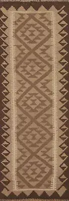 Traditional Reversible Kilim Runner Rugs Handwoven Wool for Hallway 2x6 ft.