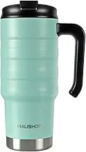 HAUSHOF Insulated Tumbler - Stainless Steel Double Wall with Lid and Handle - 24 Oz Seafoam