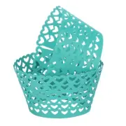 50 Pcs Cupcake Wrappers for Decoration Light Blue (Heart, Pearlescent Paper)