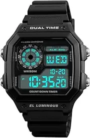 [ALCADAN] Men's Sports Watches Digital LED Face Backlight Multifunction Military Waterproof for Boys Wrist Watch 1299
