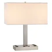 Cal Lighting Colmar Metal Desk Lamp, 2 Outlets & 2 USBs, Steel - LA-8036DK