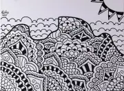 Brazilian minimalist art by MINEIRO - Pedra da Gavea; 2017;18x24in;Ink on Canvas