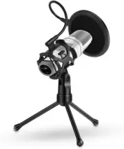 Foldable Microphone Tripod Stand Desktop Mic Holder Shock Mount Pop Filter