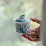 滿彩蘭花陶瓷蓋碗【化雲】茶杯家用二才茶碗防燙泡茶器帶蓋