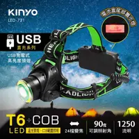在飛比找momo購物網優惠-【KINYO】USB充電式高亮度頭燈(LED-721)
