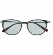 BRIONI BR0008O003 Ruthenium grey acetate and titanium round frame brim glasses