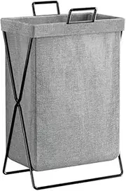 Collapsible Laundry Basket, Clothes Rack With Handle, Removable Dirty Clothes Storage, Waterproof Standing Bag, Laundry Basket for Bathroom, Toilet, Bedroom (Grey,35 * 25 * 58.5 CM)