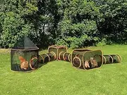 Portable Cat Playpen Outdoor Enclosures -6 in 1 Folding Play Tent Tunnel Cube Compound Pet House for Cat Puppy Dog Rabbit (Style B)