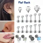 2PCS Labret Medusa Piercing Stud Earrings Flat Disc Back Tragus Nose Helix Bar