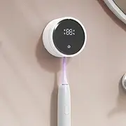 UV Toothbrush Disinfectant, Wall Mounted Toothbrush Holder with Drying & Timing Functions, Rechargeable Toothbrush Steriliser with 3 Holders for Bathroom (White)