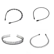 Beakey 4 Pack Hair Band Metal Wavy Headband for Washing Face Sports-A