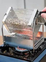 1Pc Coffee Bean Roaster Hand Crank Open Flame Stainless Steel Rotary Cage Home R