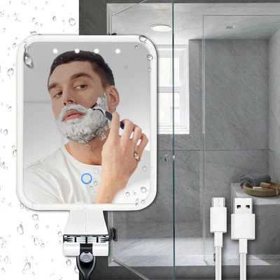 Heated Shower Mirror Fogless for Shaving, Lighted 7.8"L x 6.3"W, White
