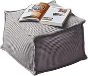 100% Pure Cotton Waffle Beanbag Stool Ottoman with Filling Square Bean Bag Corner Seat Footrest Footstool Futon (Color : Gray)