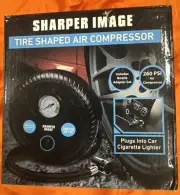 Sharper Image Tire Shaped 12v Air Compressor for Roadside Tires inflation New