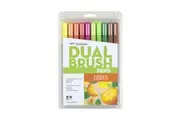 10pc Tombow Dual Brush Fine Pen Marker Water-Based Sketching Drawing Set Citrus
