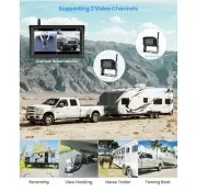 Dual Camera Wireless 7” Monitor Caravan Truck RVs Rear View Backup Kit 12-24V