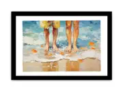 Couple Step In Beach Art Framed Print